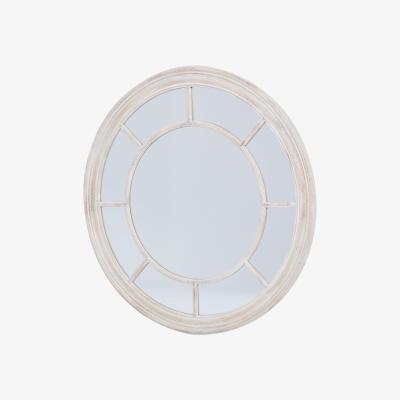The Range Coastal Charm Washed Wood Round Mirror - Brown