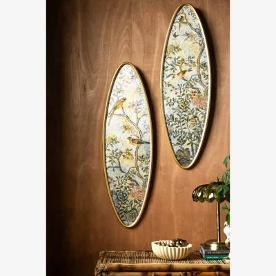 Rockett St George Set Of 2 Oval Chinoiserie Wall Hangings