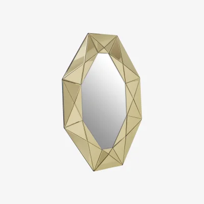 The Range Carlotta Purple and Mirrored Glass Octagonal Wall Mirror - Gold