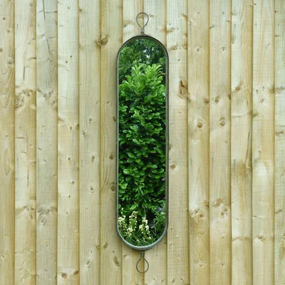 The Range Oval shaped With Hoops Decorative Garden Mirror - Rustic Green