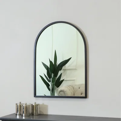 The Range Framed Black Arched Mirror 70cm x 50cm - Black