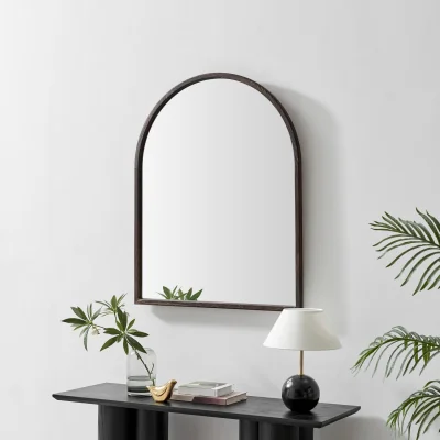 The Range Valerie Wood Medium 110x80cm Overmantle Arch Mirror - Walnut