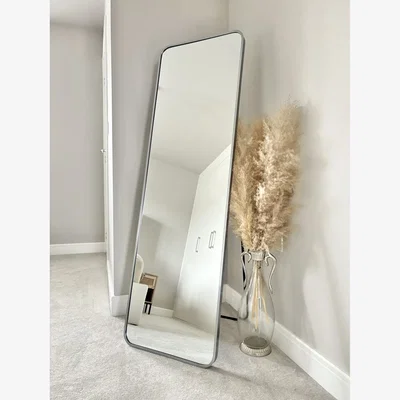The Range Silver Tall Metal Frame Mirror Wall & Floor Standing - 145 x 45cm - Silver