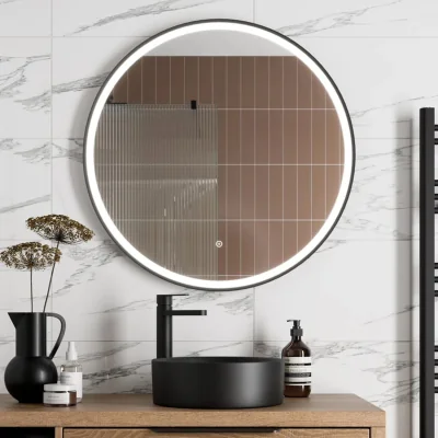 The Range Round LED Mirror with Demister 800mm Matt Black - Matt Black