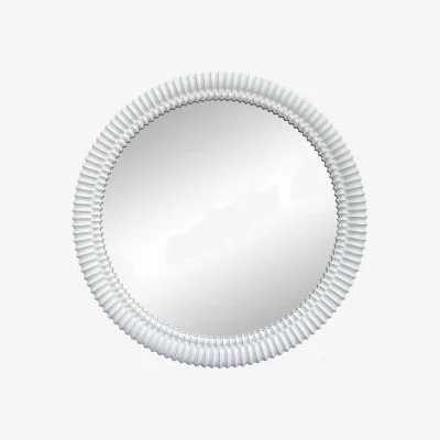 The Range Carved Wooden Round Mirror - White