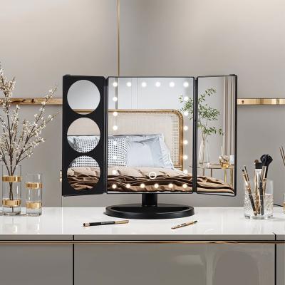 The Range Tri-Fold LED Makeup Mirror - Black