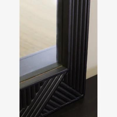 The Range Barn Antique Wood Effect Wall Mirror - Black