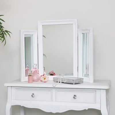 The Range Ornate Vintage Triple Dressing Table Mirror - White