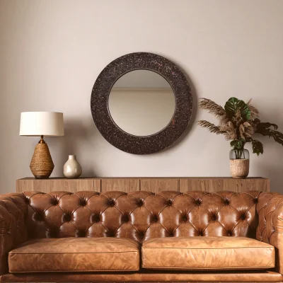 The Range Eternal Wooden Round Wall Mirror - Gold
