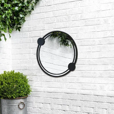 The Range Charles Bentley Warsaw Round Garden Mirror Rust Proof Water Resistant Wall Mount - Black