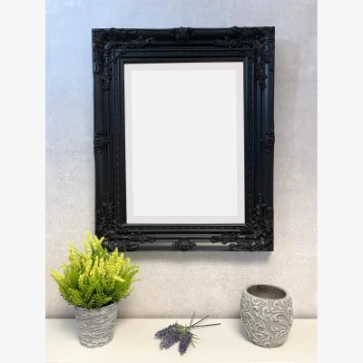The Range Antique Style Black Wood Frame Wall Mirror - Black