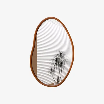 The Range 56CM Irregular Wooden Wall Mirror For Bedroom Living Room - Brown