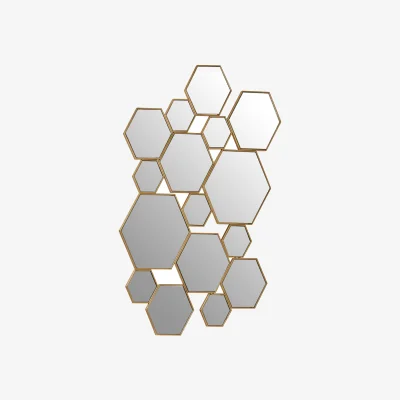 The Range Beauly Antique Gold Hexagon Wall Mirror - Gold
