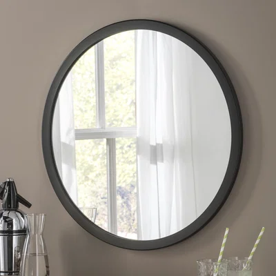 The Range Stockholm contemporary round mirror  - Matt Black