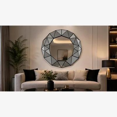 The Range 3D Art Deco Prism Gold Wall Mirror 60x59Cm - Blacky