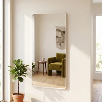 The Range White Rounded Rectangle Metal Wall Mirror 75cm
