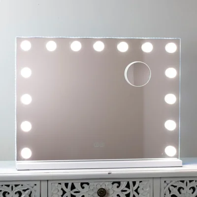 The Range White Modern LED Hollywood Vanity Makeup Tabletop Dressing Mirror with Bulbs 58cm - Soho Collection - White