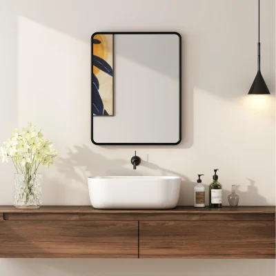 The Range HOMCOM Rectangular Mirror with Metal Frame Decorative Wall Mirror - Black / 40.5L x 30W x 3D cm