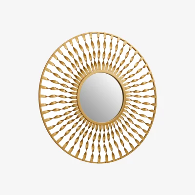 The Range Zelma Champagne Finish Ridged Wall Mirror - Gold