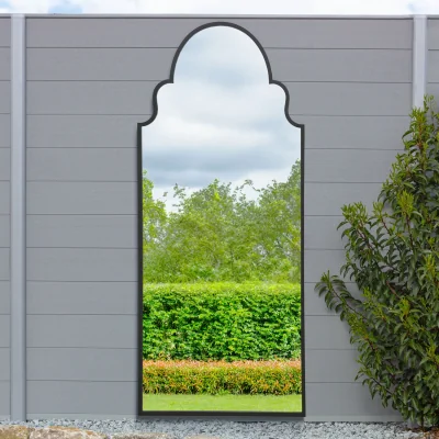 The Range Arcus Crown Arch Leaner Outdoor Wall Garden Mirror - Black / 200cm