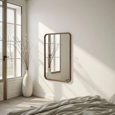 The Range Solid Oak Curved Wall Mirror - Brown / 90x60cm