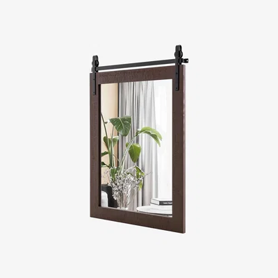 The Range Rectangle Barn Door Hanging Vanity Mirror - Brown