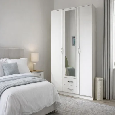 The Range Duo 078484 3 Door 2 Drawer Mirror - White