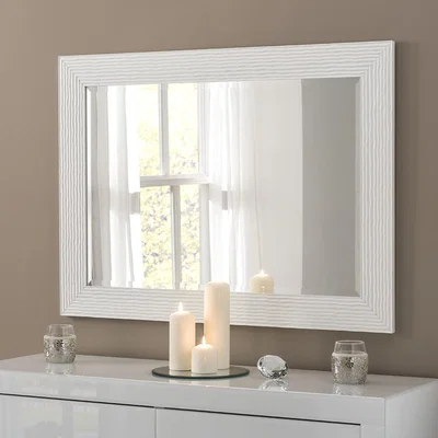 The Range Gloss White Wave Framed Mirror - White / 74.5cm