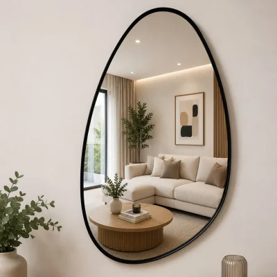 The Range Pebble Shaped Wall Mirror - Black