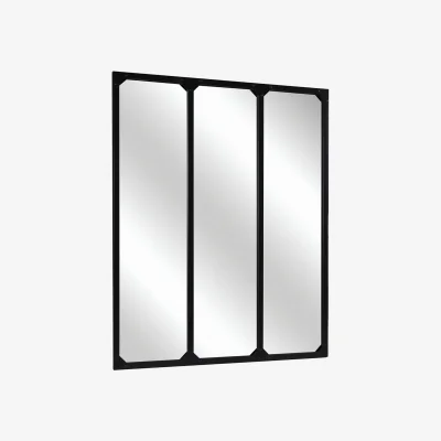The Range Large Industrial Urban Wrought Iron Square Panel Mirror 95x120cm - Black