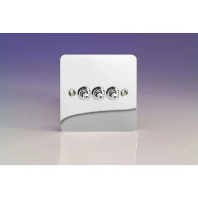 The Range Varilight 3G 1 or 2W 10A Classic Toggle Switch Ultra Flat Mirror Chrome XFCT3 - Mirror Chrome