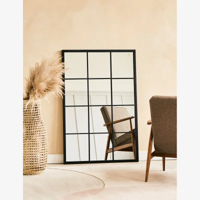 Rose & Grey Large Rectangular Paned Mirror