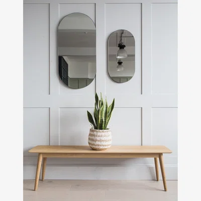 Rose & Grey Minimal Oval Mirror - Two Sizes Available