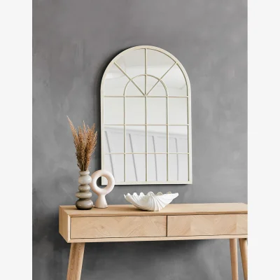 Rose & Grey Off White Arch Paned Mirror