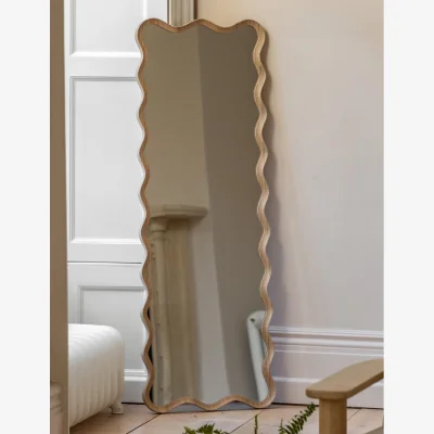 Rose & Grey Ripple Oak Leaner Mirror