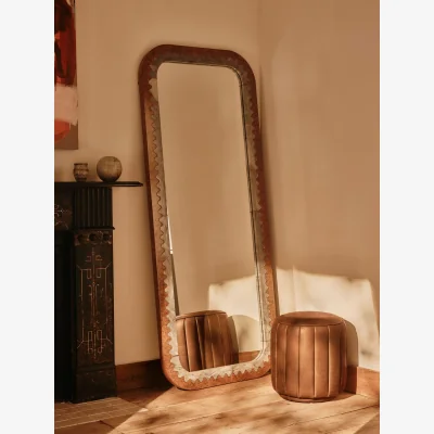 Soho Home Fiore Floor Mirror, Brazilian Quartzite & Ash Burl