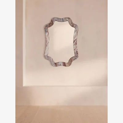 Soho Home Hollis Wall Mirror, Arabescato Orobico Rosso Marble