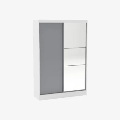 Teddy Beau Birlea Lynx 2 Door Sliding Robe Mirror White & Grey
