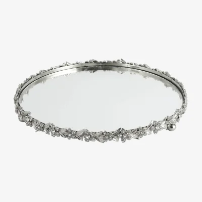 Teddy Beau Deco Home Large Mirror & Metal Flower Candle Plate