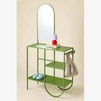 Urban Outfitters Lucie Green Iron Mirror Entryway Storage Console - Green 38.1D x 84.7W x 173.4H cm at Urban Outfitters