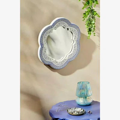 Urban Outfitters Blue Tile Floral Mirror - Blue ALL at Urban Outfitters
