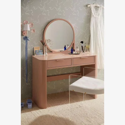 Urban Outfitters Kane Mirror Vanity - Pink L: 44" x W: 20" x H: 55" at Urban Outfitters