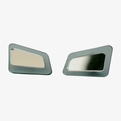 Wolf & Badger Women's Neutrals / Silver / Green Mirror Light Layered Earrings | Laura Daili