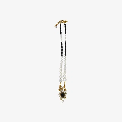 Wolf & Badger Women's Black / White / Neutrals Great Mirror Pearl Necklace | Vickisarge
