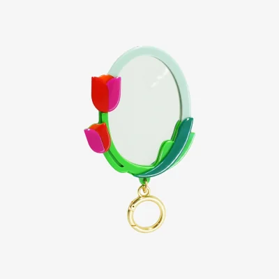 Wolf & Badger Women's Green Handmade Acrylic Mirror Of Bag Tulip Naytre | Gissa Bicalho
