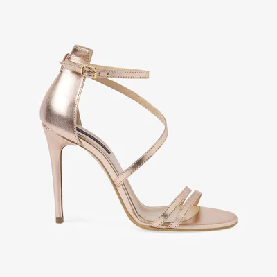 Wolf & Badger Women's Mirror Mirror On The Wall Sandals In Rose Gold Leather | 5 Uk | Traces of Heels