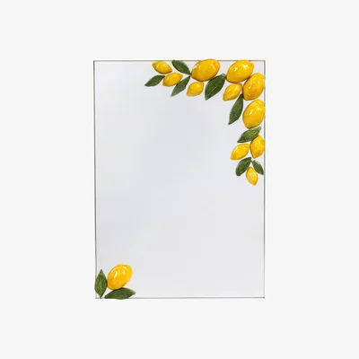Wolf & Badger Yellow / Orange Lemon Design Mirror | Feeling Good Inside