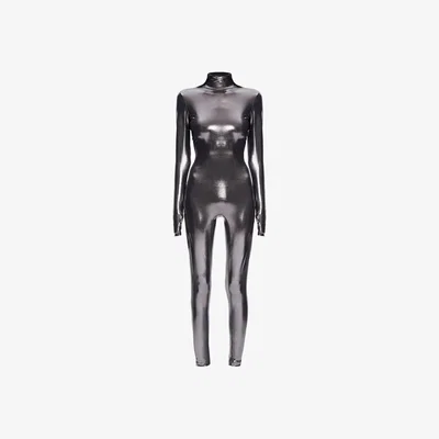 Wolf & Badger Women's Monoskin Jumpsuit With Pants Mirror Secret Zippers - Grey | Extra Large | Monosuit