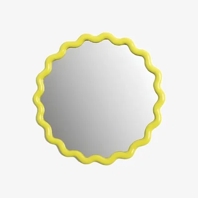 Wolf & Badger Yellow / Orange Wavey Round Mirror In Yellow | Casabyjj