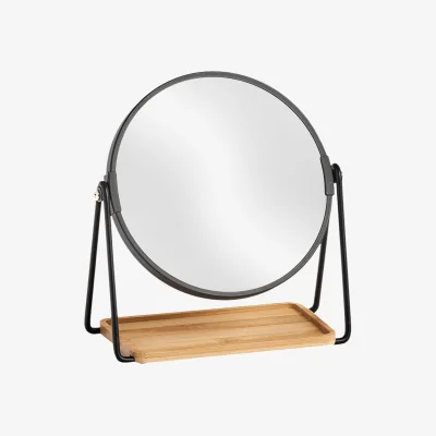 Westwing Round Cosmetic Mirror Nora with Shelf and Magnification
